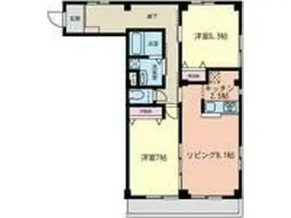 ブルーレース下鶴間B(2LDK/3階)の間取り写真