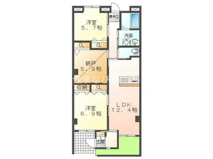 リバーサイド東洋(2SLDK/1階)の間取り写真