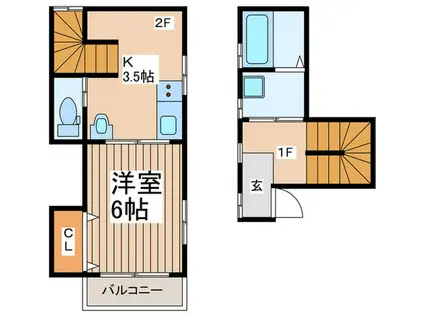 カーサ大塚(1K/2階)の間取り写真
