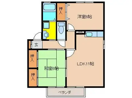 サニー神宮の森(2LDK/2階)の間取り写真