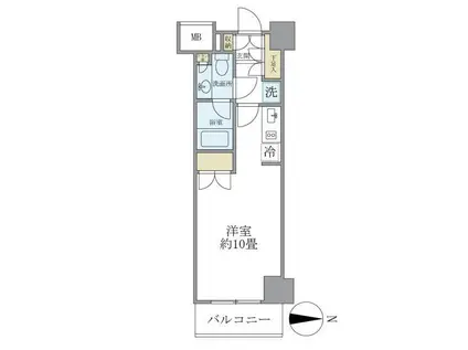 パークスフィア中野富士見町(ワンルーム/5階)の間取り写真
