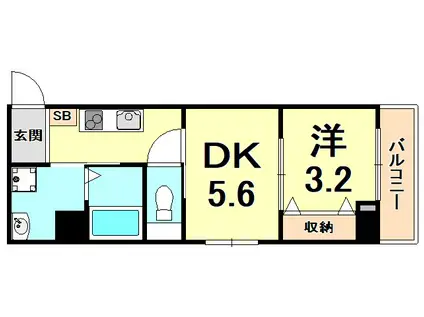 シュモア・グランデ西宮(1DK/2階)の間取り写真