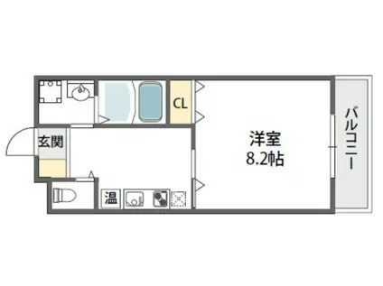 クィーンライフ勝山北(1K/6階)の間取り写真