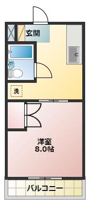 リバーハイツ今之浦II(1DK/3階)の間取り写真