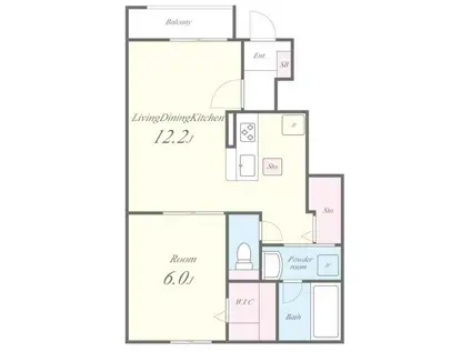 江坂町2丁目プロジェクト(1LDK/1階)の間取り写真