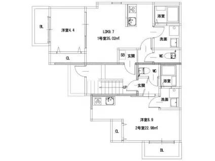 三筑2丁目AP(ワンルーム/2階)の間取り写真