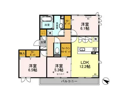 ロイジェントパークス レイクタウン II J(3LDK/3階)の間取り写真
