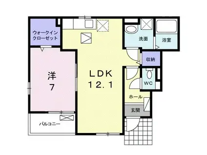 クレメント花水木(1LDK/1階)の間取り写真