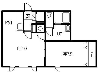 WINDAM A棟・B棟(1LDK/1階)の間取り写真