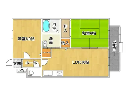 サンガーデン片島 A(2LDK/2階)の間取り写真