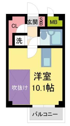 ホープ芦屋(ワンルーム/1階)の間取り写真