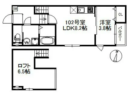 ハレクラニ佐賀東 695(1LDK/1階)の間取り写真