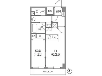 ガーラプレイス八幡山壱番館(1DK/3階)の間取り写真