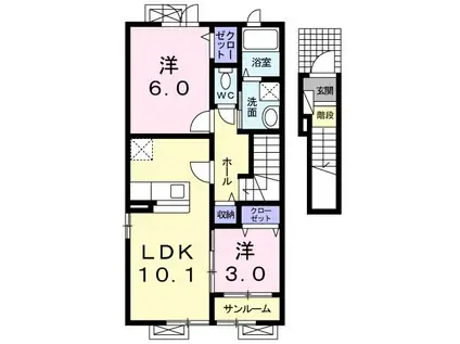 カーサ カメリア(2LDK/2階)の間取り写真