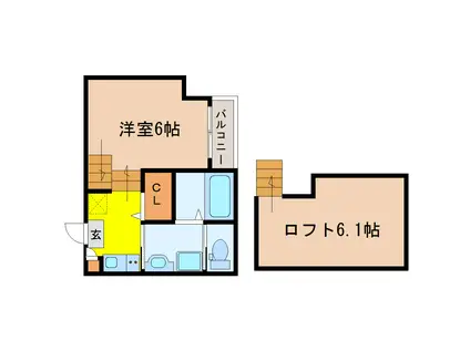 サンクブロンシェット(1K/1階)の間取り写真