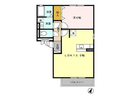 メゾン・ド・ソリアードA(1LDK/2階)の間取り写真