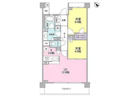 ブローテ大倉山(2LDK/4階)の間取り写真