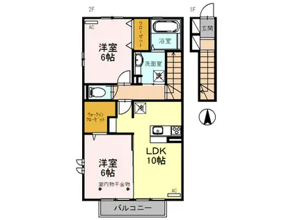 MAY・CASLE(2LDK/2階)の間取り写真