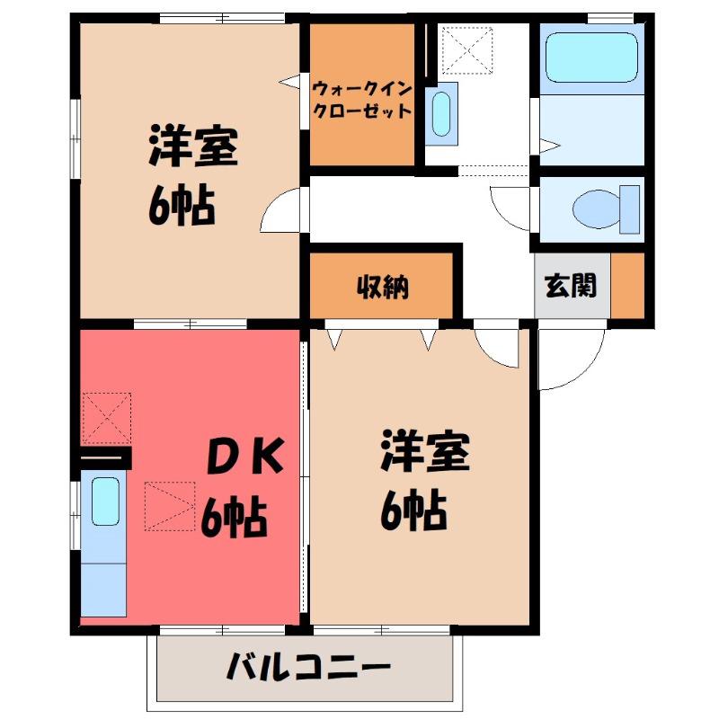 リヴィエールTOKIA(2DK/1階)の間取り写真