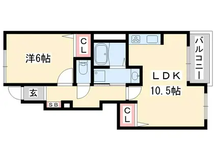 ジェネロシティ-A(1LDK/1階)の間取り写真