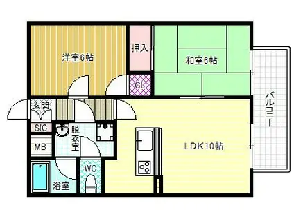 モアクレスト津村(2LDK/1階)の間取り写真