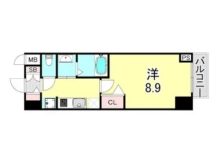 MJC神戸ハーバーウエスト(1K/1階)の間取り写真