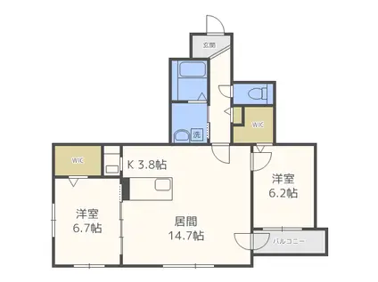 さくら月寒公園(2LDK/3階)の間取り写真