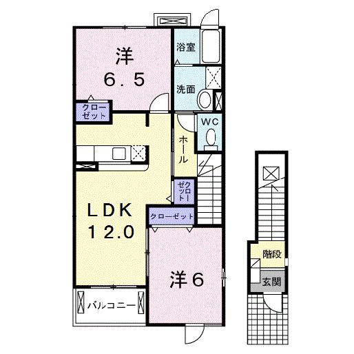 ハピネスA(2LDK/2階)の間取り写真