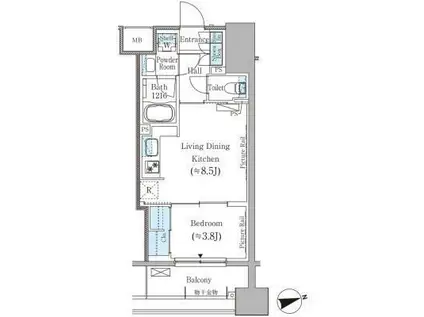 パークアクシス御茶ノ水ヒルトップ(1LDK/8階)の間取り写真