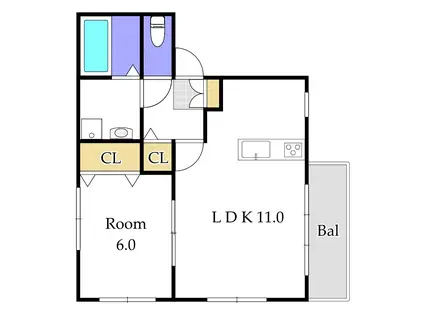 セレーノII(1LDK/1階)の間取り写真