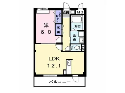 GLANZ KH(1LDK/2階)の間取り写真