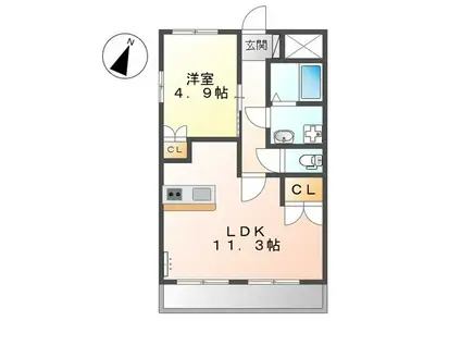 コートトワール(1LDK/1階)の間取り写真