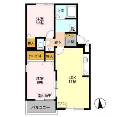 アネシス(2LDK/2階)の間取り写真
