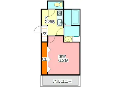 長居ホームプラザ(ワンルーム/2階)の間取り写真