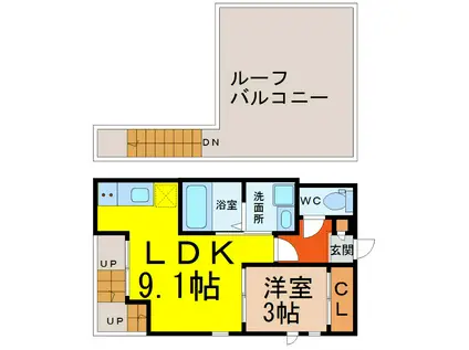 GRANDTIC SUNMAISON 新瑞(1LDK/2階)の間取り写真