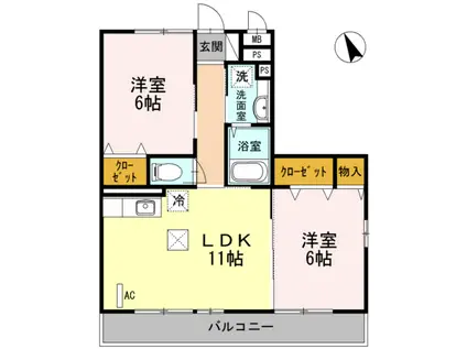 ルコンフォール(2LDK/1階)の間取り写真