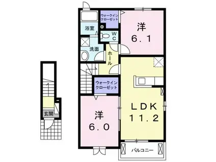 サンパティーク(2LDK/2階)の間取り写真