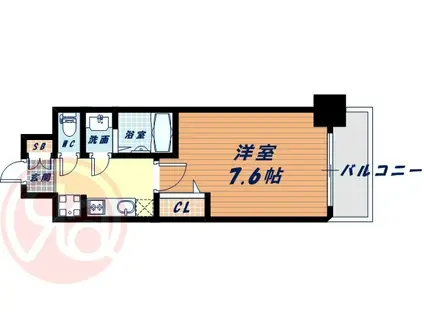 プランドール江戸堀レジデンス(1K/13階)の間取り写真