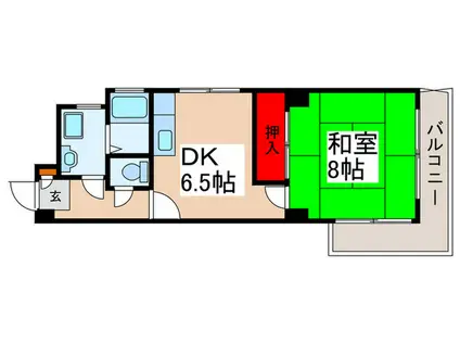 藤ガーデン(1DK/6階)の間取り写真