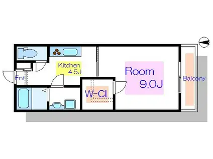 フジハイツ(1K/2階)の間取り写真