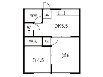 赤坂サンコーポ(2DK/2階)の間取り写真