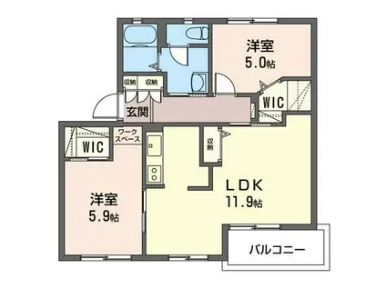 パールタウン岩田45(2LDK/2階)の間取り写真
