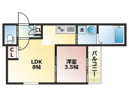 F ASECIA KOIOS(1LDK/2階)の間取り写真