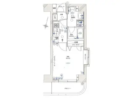 グリフィン横浜・ヴィラ(1K/9階)の間取り写真