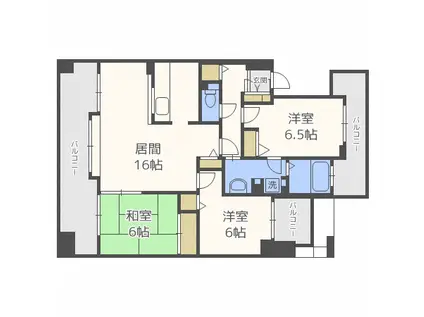 ダイアパレス植物園通(3LDK/11階)の間取り写真