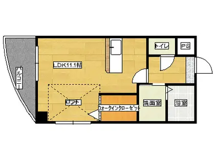 グランドポレストーネ竹屋(1LDK/13階)の間取り写真