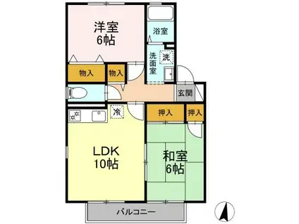グランドール開成C(2LDK/2階)の間取り写真