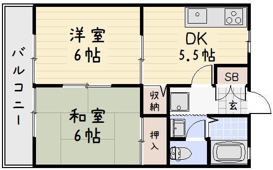 ビ-ライン篠崎(2DK/2階)の間取り写真