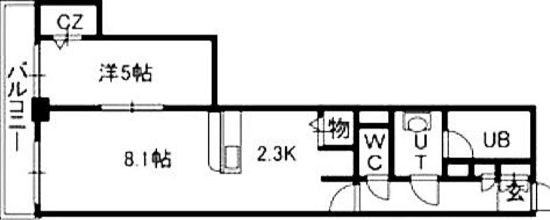 PRIME URBAN札幌 RIVER FRONT(1LDK/22階)の間取り写真