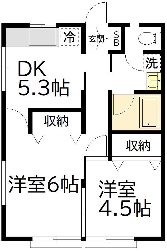 松原2 AP(2DK/2階)の間取り写真